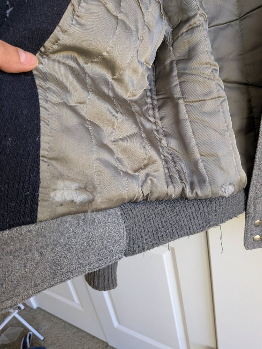 Vintage Hunt Club Wool Jacket Men M Gray Collared Bomber Jacket Made in USA - Picture 15 of 16
